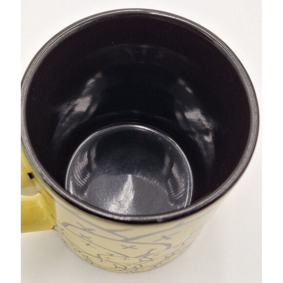 Nirvana Mug Coffee Tea Cup 14 oz Yellow Black Ceramic Smiley Face Collage 2018 - Picture 5 of 6